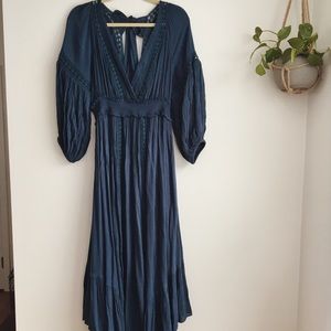 Free people boho long teal dress